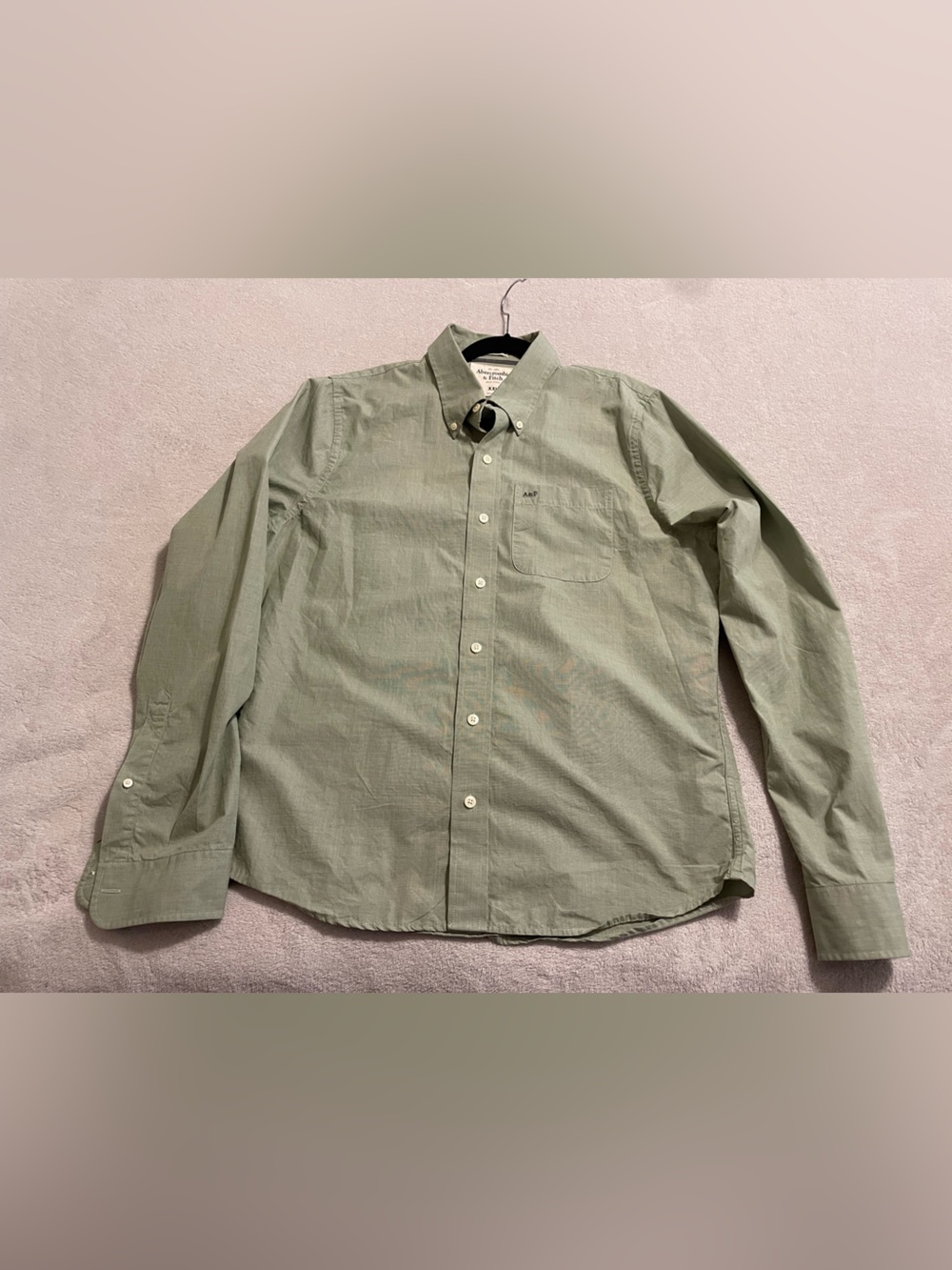 Abercrombie & Fitch Sage Green Long-Sleeve Button-Down Oxford Shirt preppy